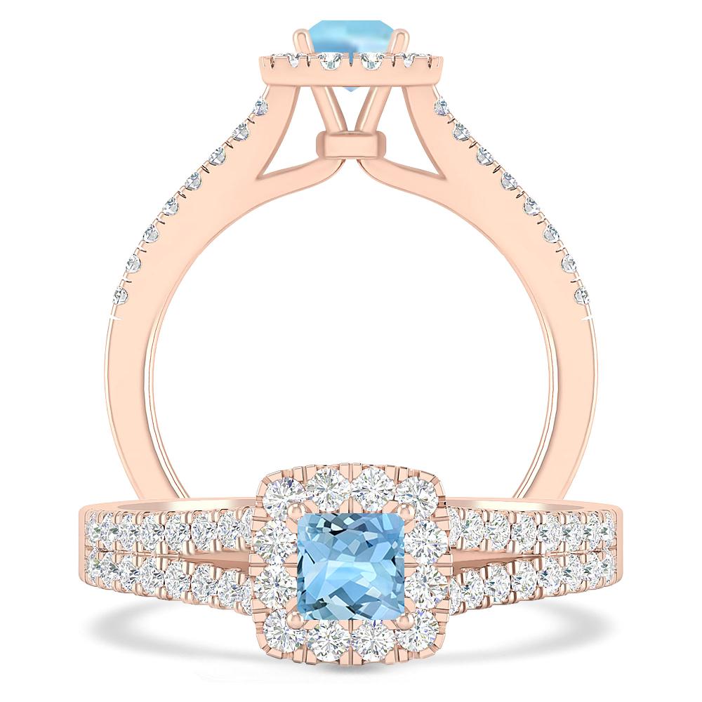 Rose Gold - Aquamarine