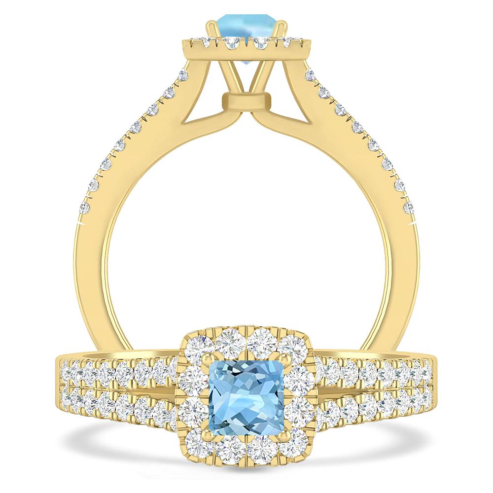 Yellow Gold - Aquamarine