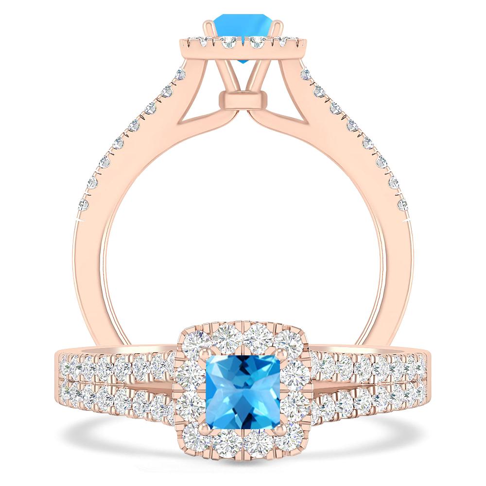 Rose Gold - Blue Topaz