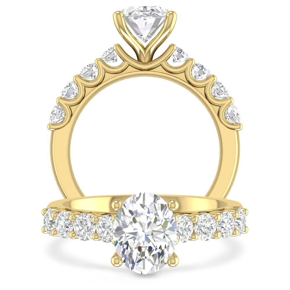 Cathedral 2 3/4 ctw Cushion Diamond Side Stone Engagement