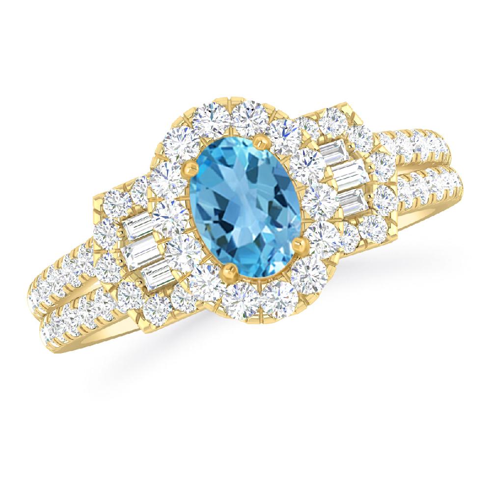 Yellow Gold - Blue Topaz