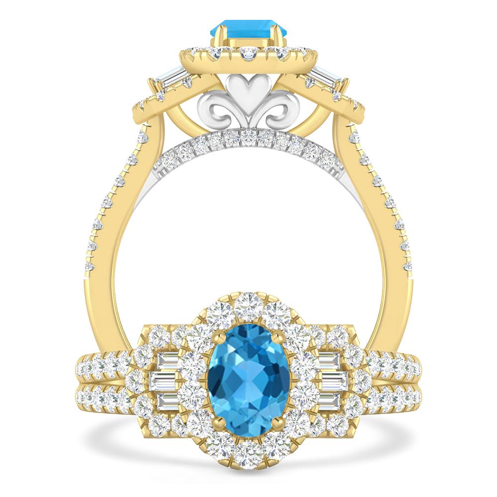 Yellow Gold - Blue Topaz
