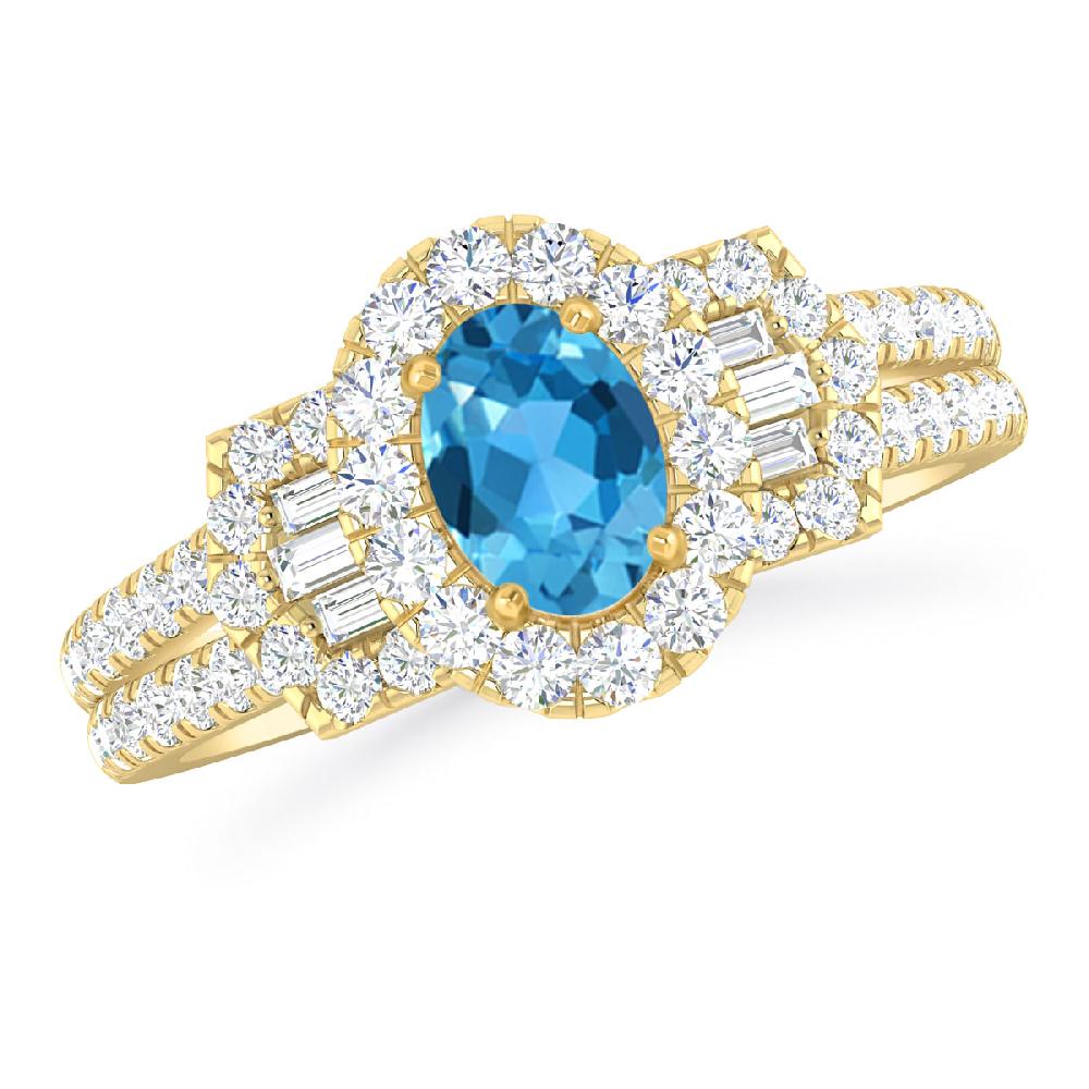 Yellow Gold - Blue Topaz