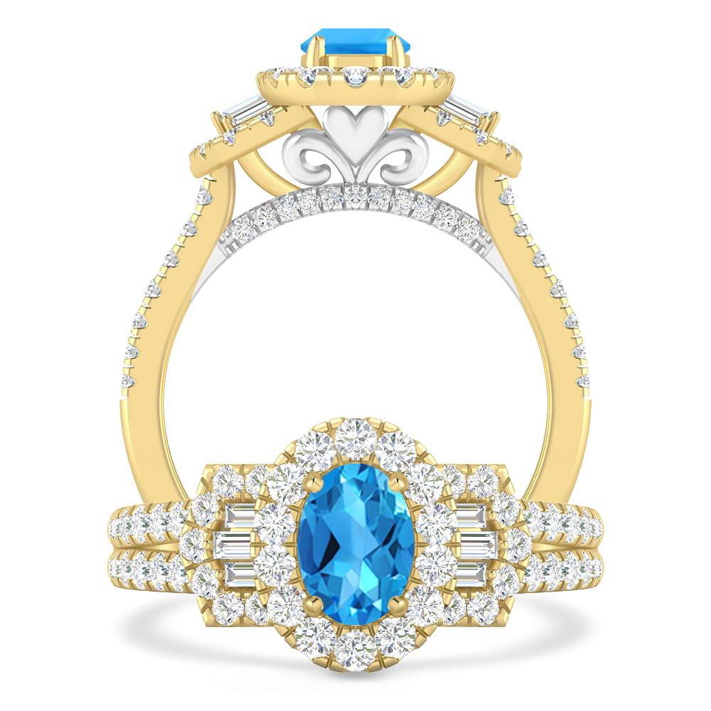 Yellow Gold - Blue Topaz