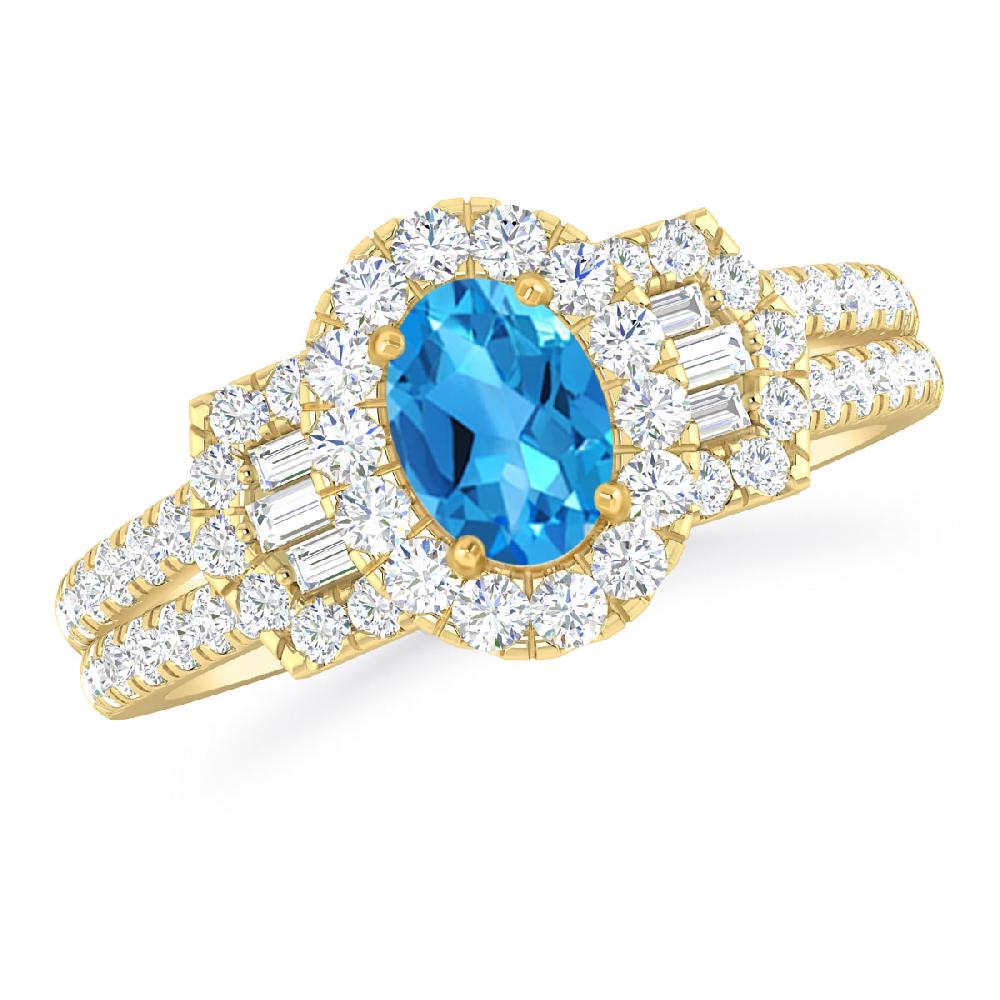 Yellow Gold - Blue Topaz