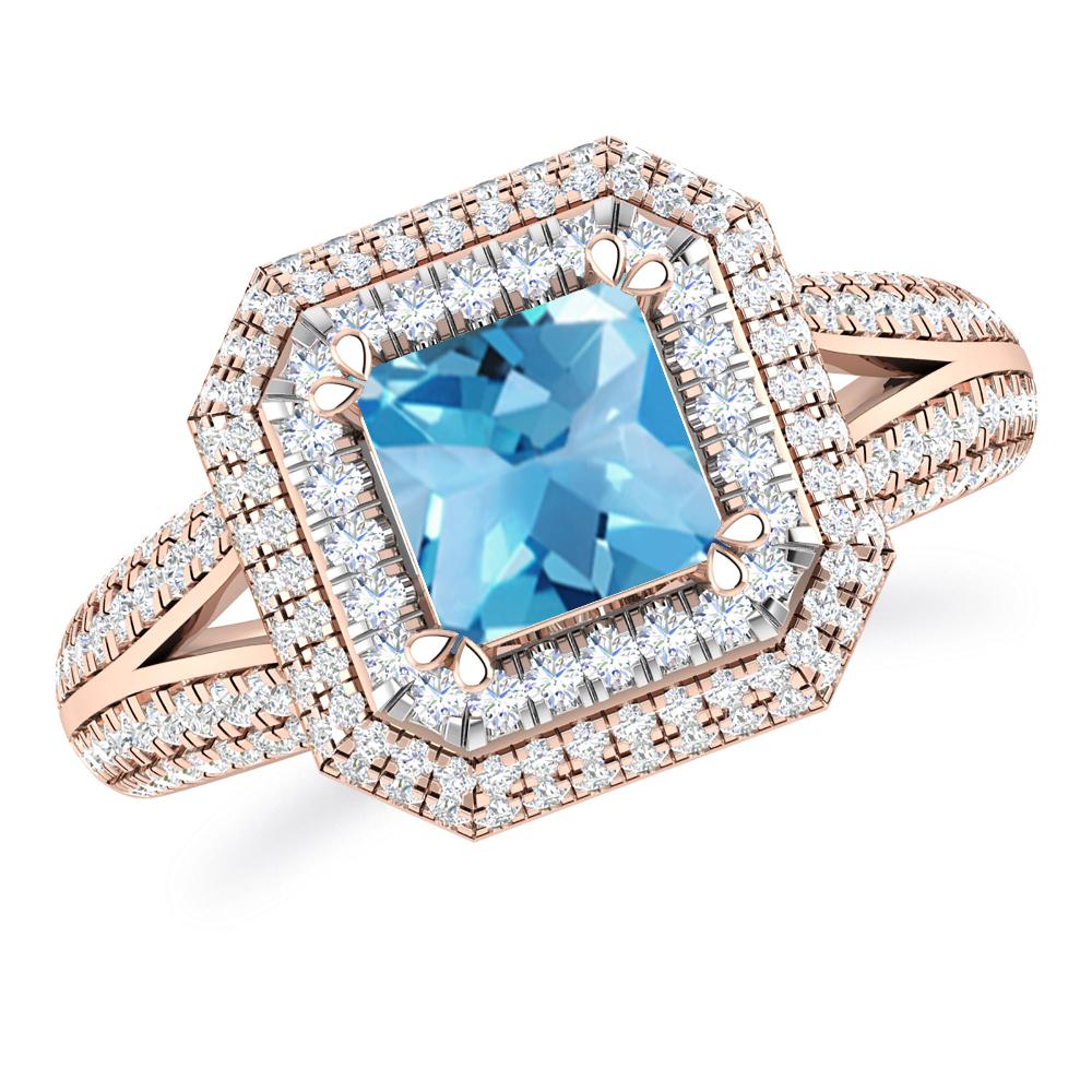 Rose Gold - Blue Topaz