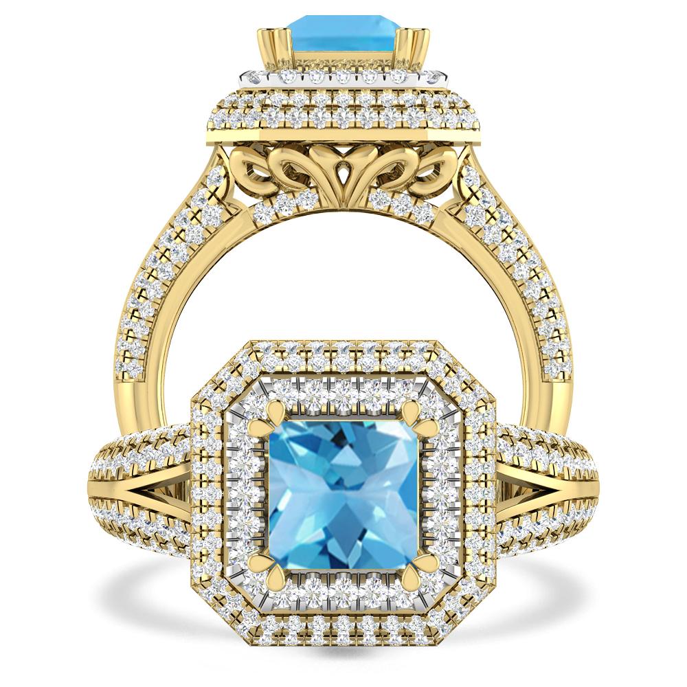 Yellow Gold - Blue Topaz