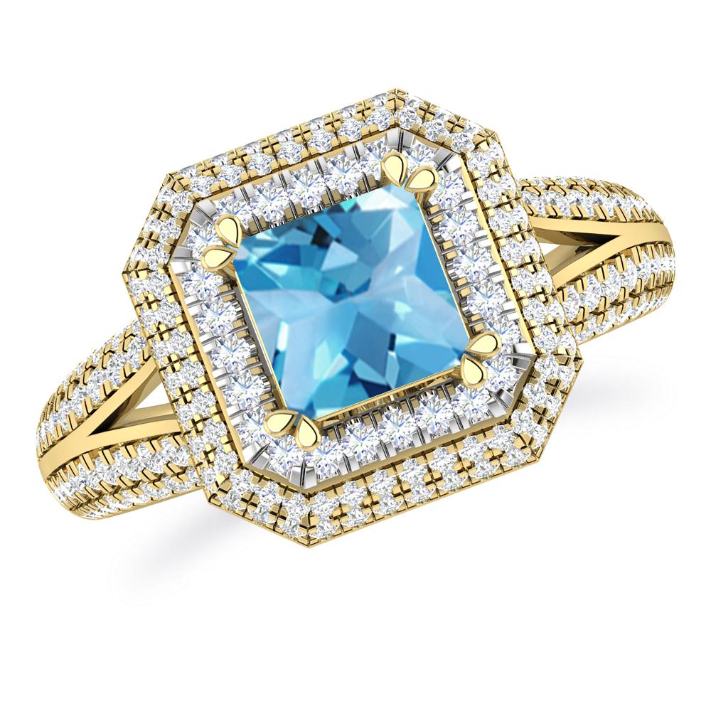 Yellow Gold - Blue Topaz