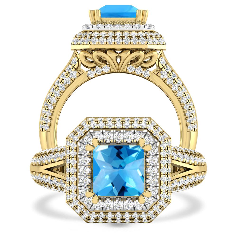 Yellow Gold - Blue Topaz