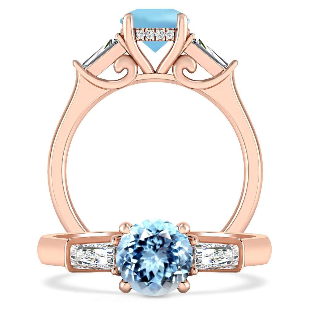 Rose Gold - Aquamarine