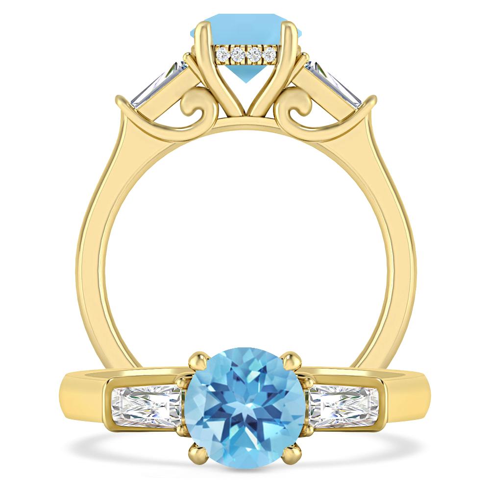 Yellow Gold - Blue Topaz