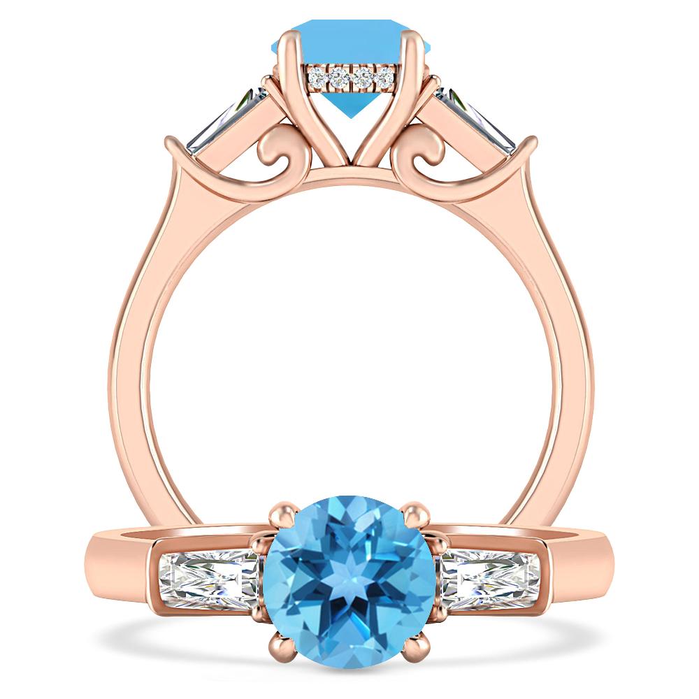 Rose Gold - Blue Topaz