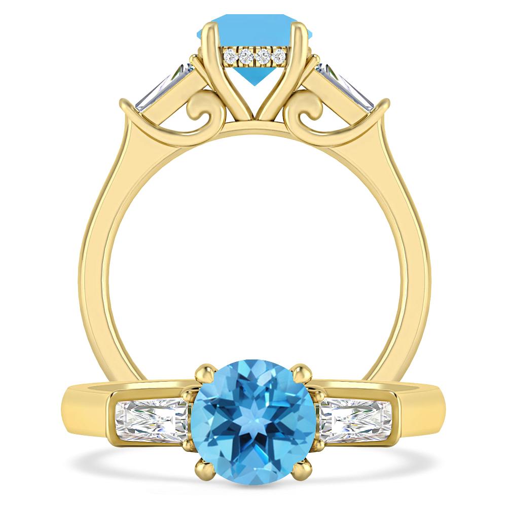 Yellow Gold - Blue Topaz