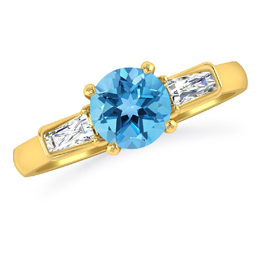 Yellow Gold - Blue Topaz