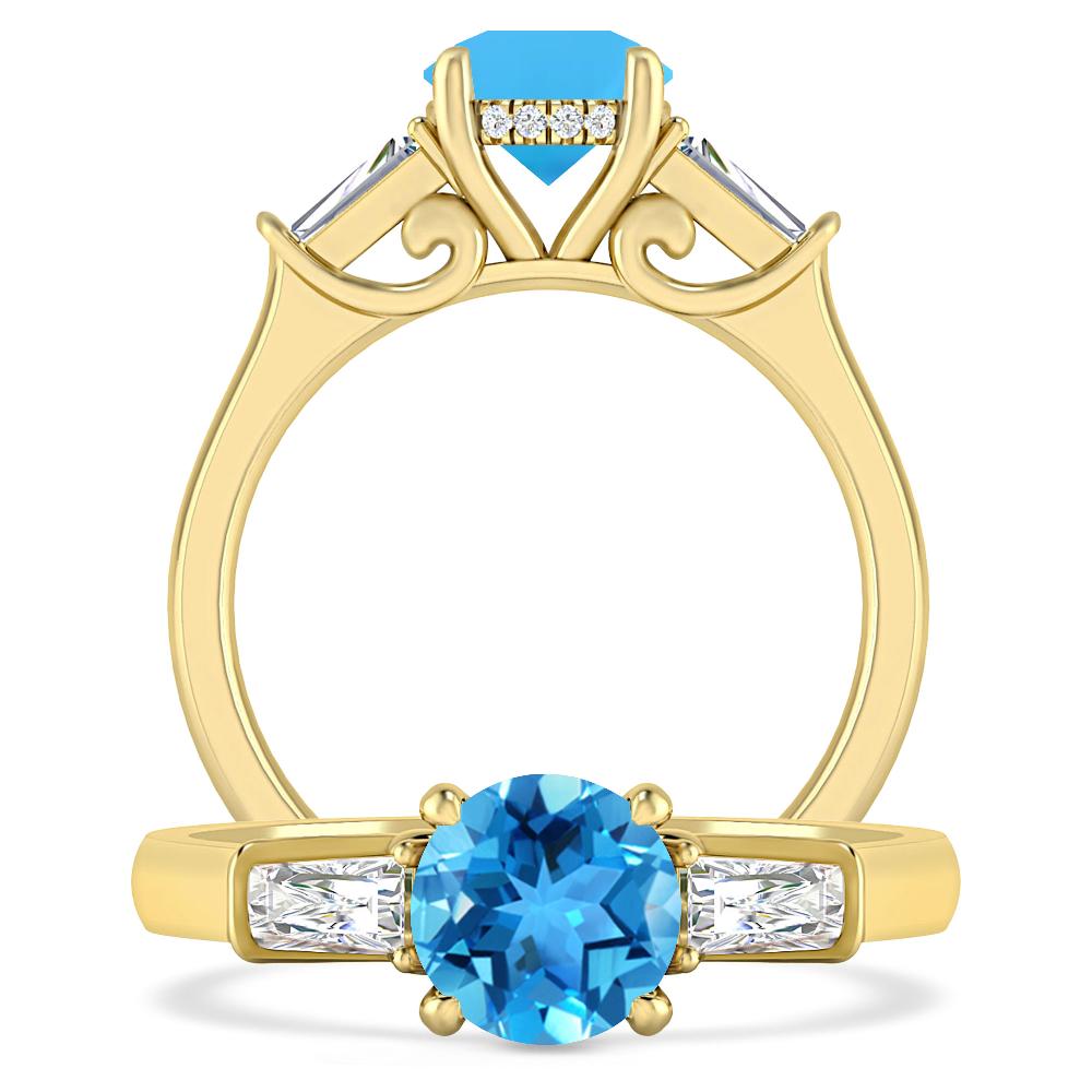 Yellow Gold - Blue Topaz