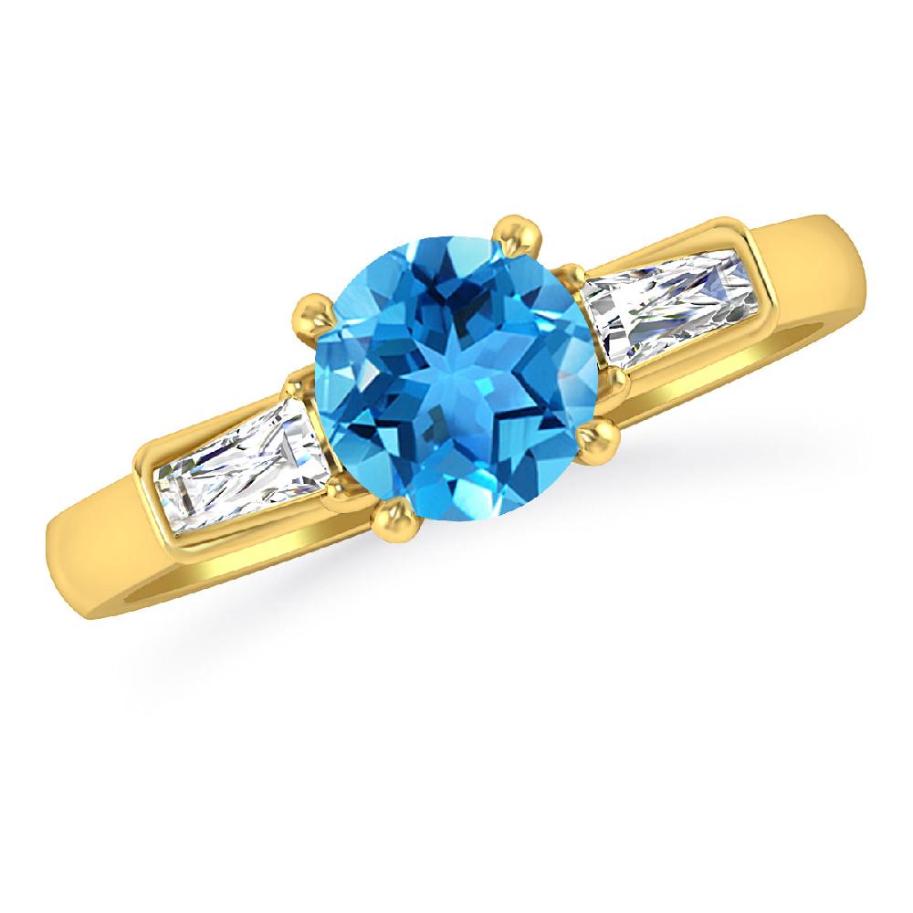 Yellow Gold - Blue Topaz