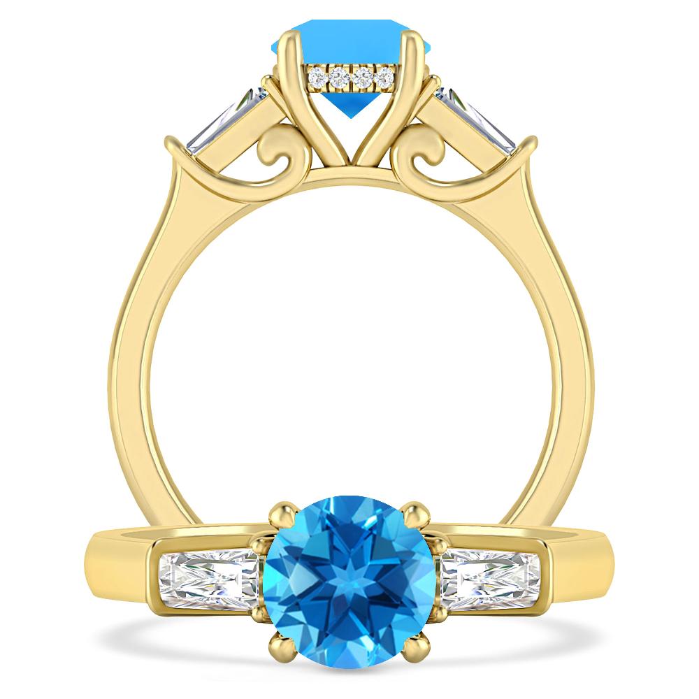 Yellow Gold - Blue Topaz