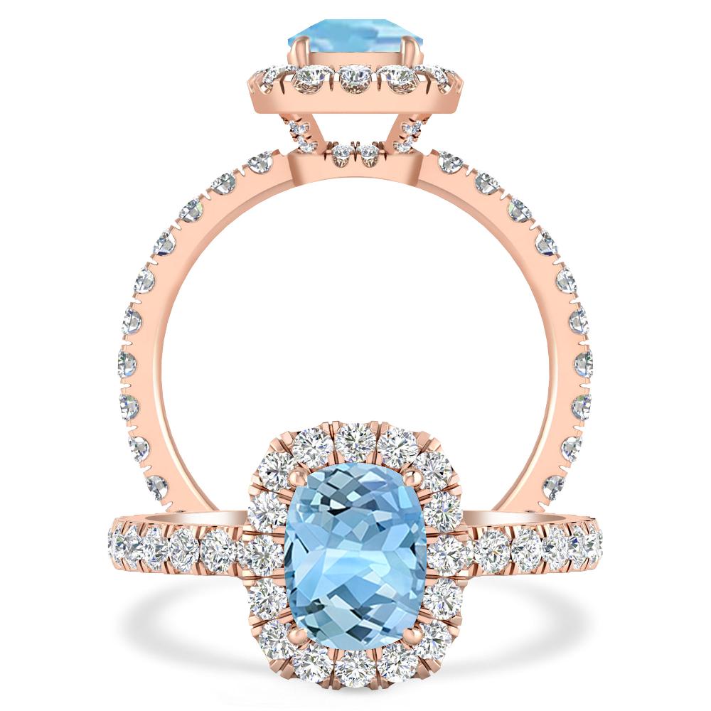 Rose Gold - Aquamarine