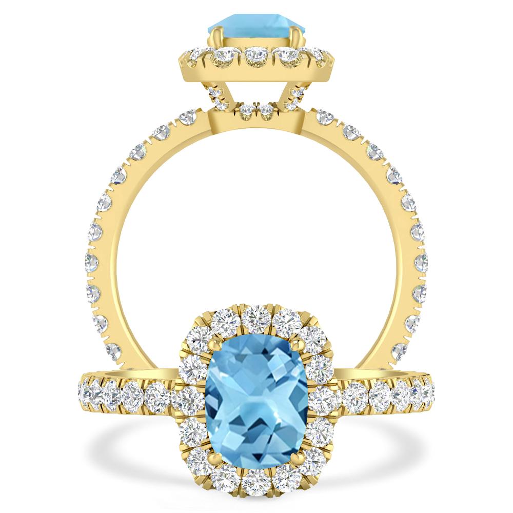 Yellow Gold - Blue Topaz