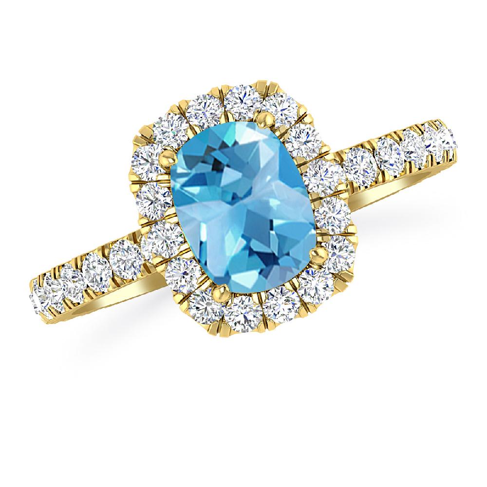 Yellow Gold - Blue Topaz