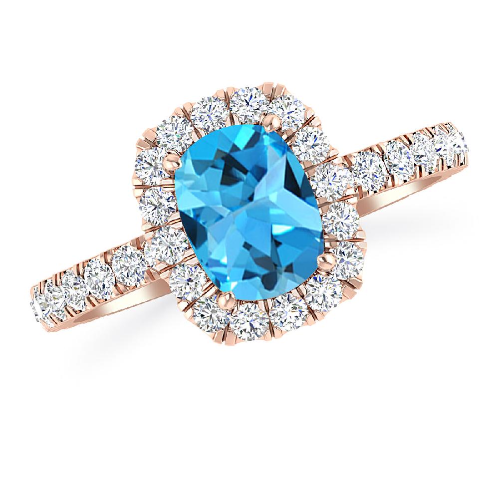 Rose Gold - Blue Topaz