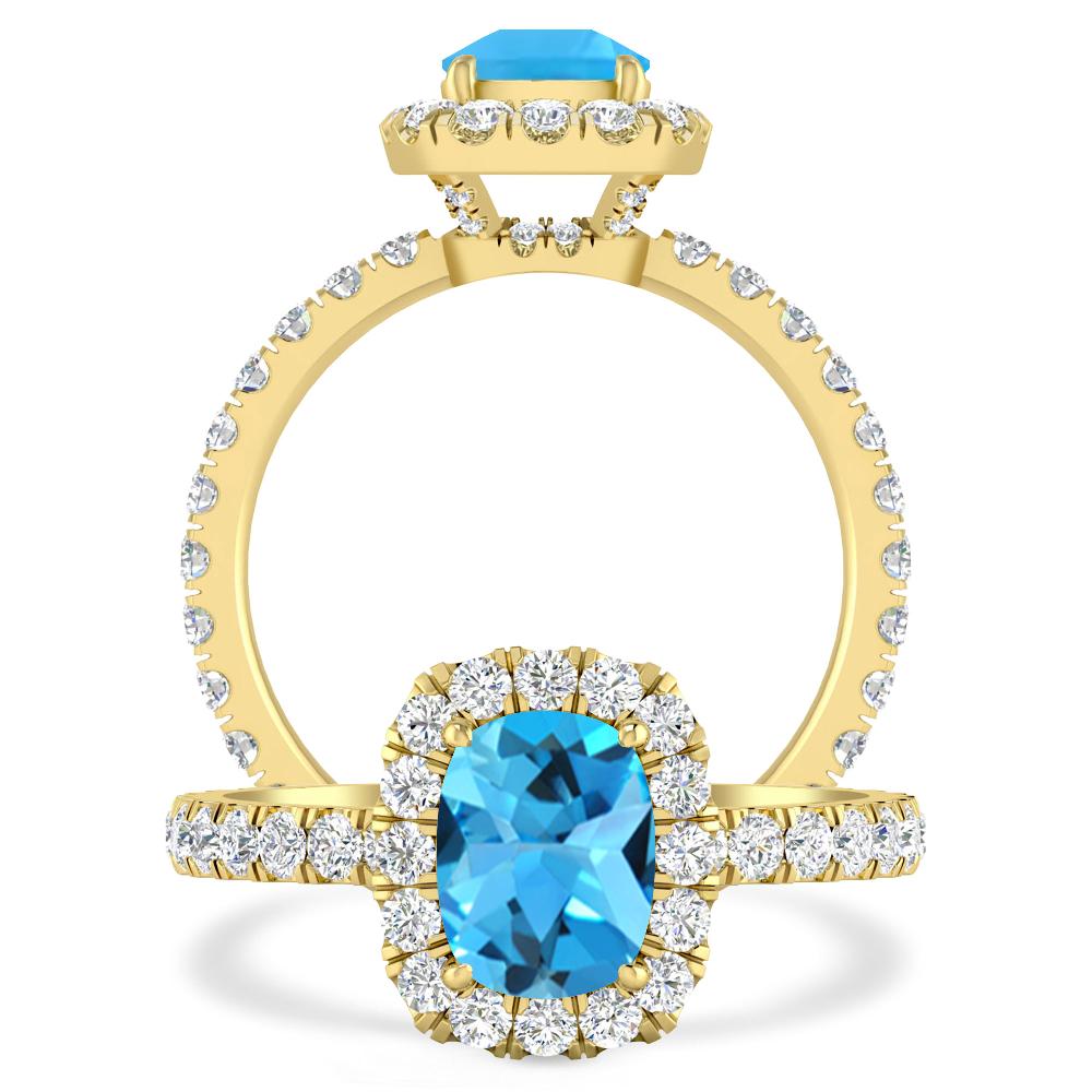 Yellow Gold - Blue Topaz