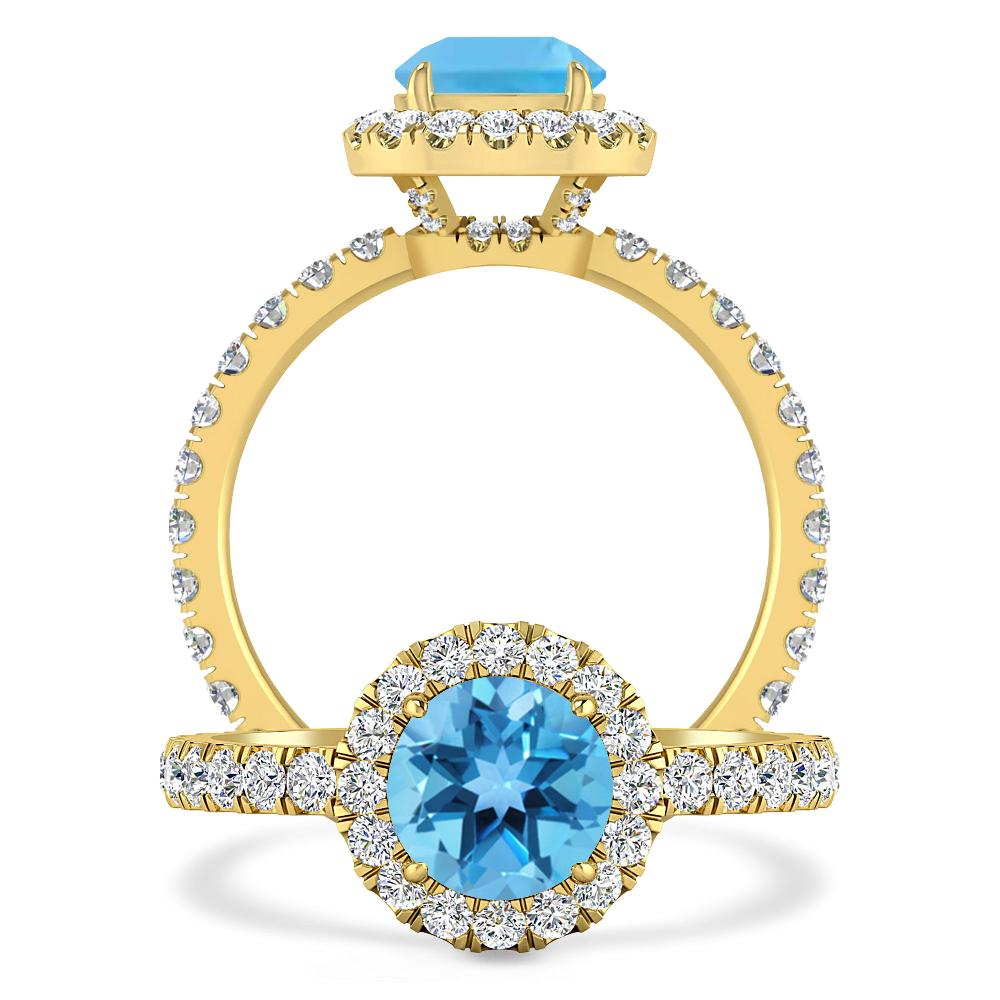 Yellow Gold - Blue Topaz