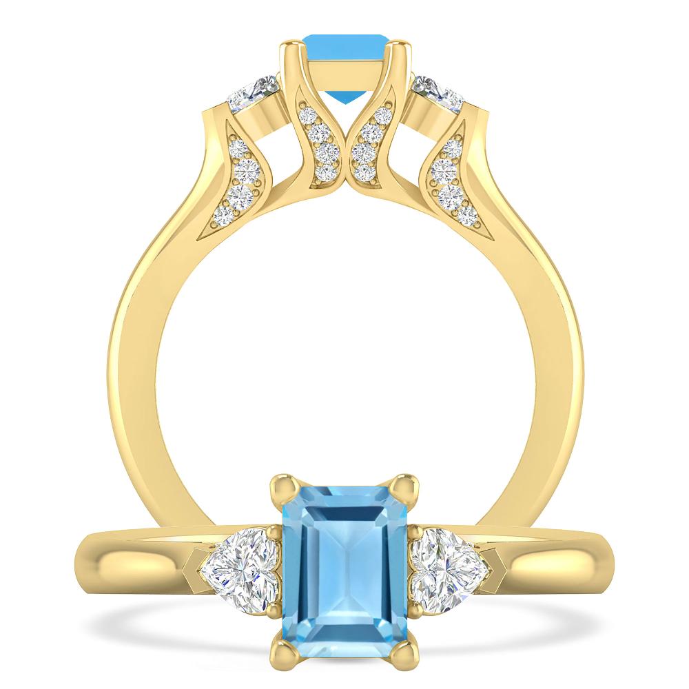 Yellow Gold - Blue Topaz