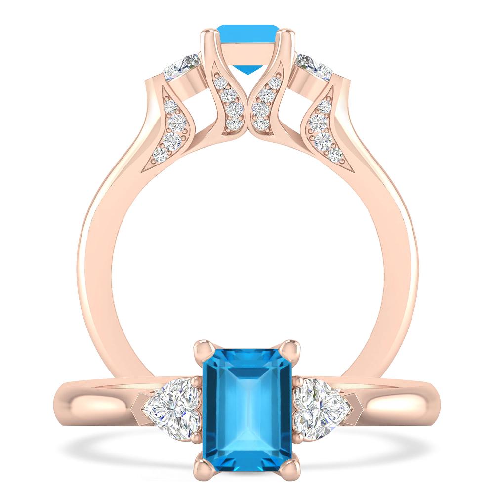 Rose Gold - Blue Topaz