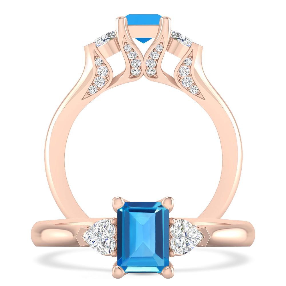 Rose Gold - Blue Topaz