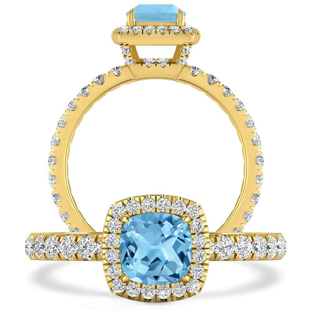 Yellow Gold - Blue Topaz