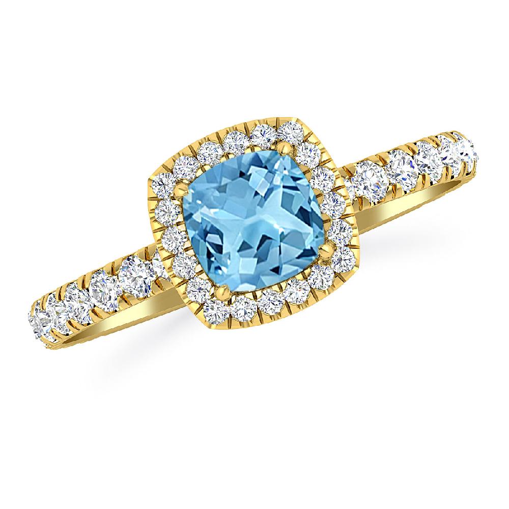 Yellow Gold - Blue Topaz