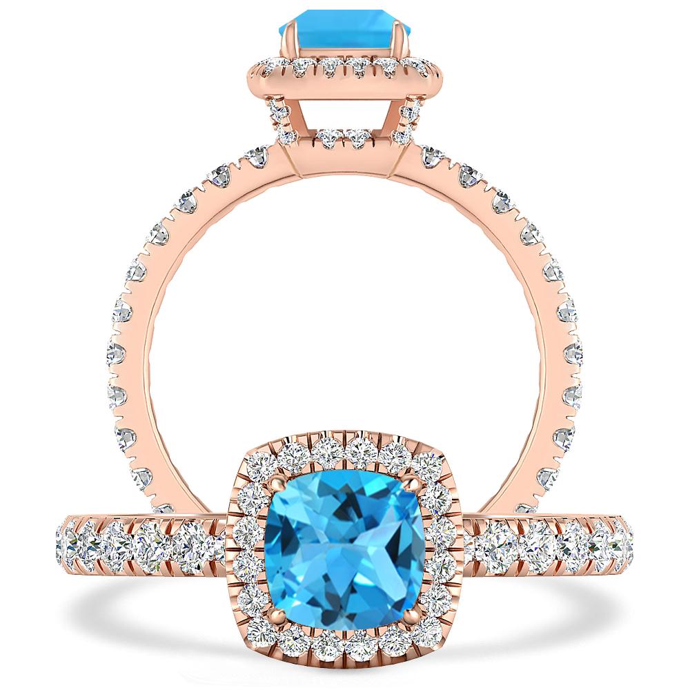 Rose Gold - Blue Topaz