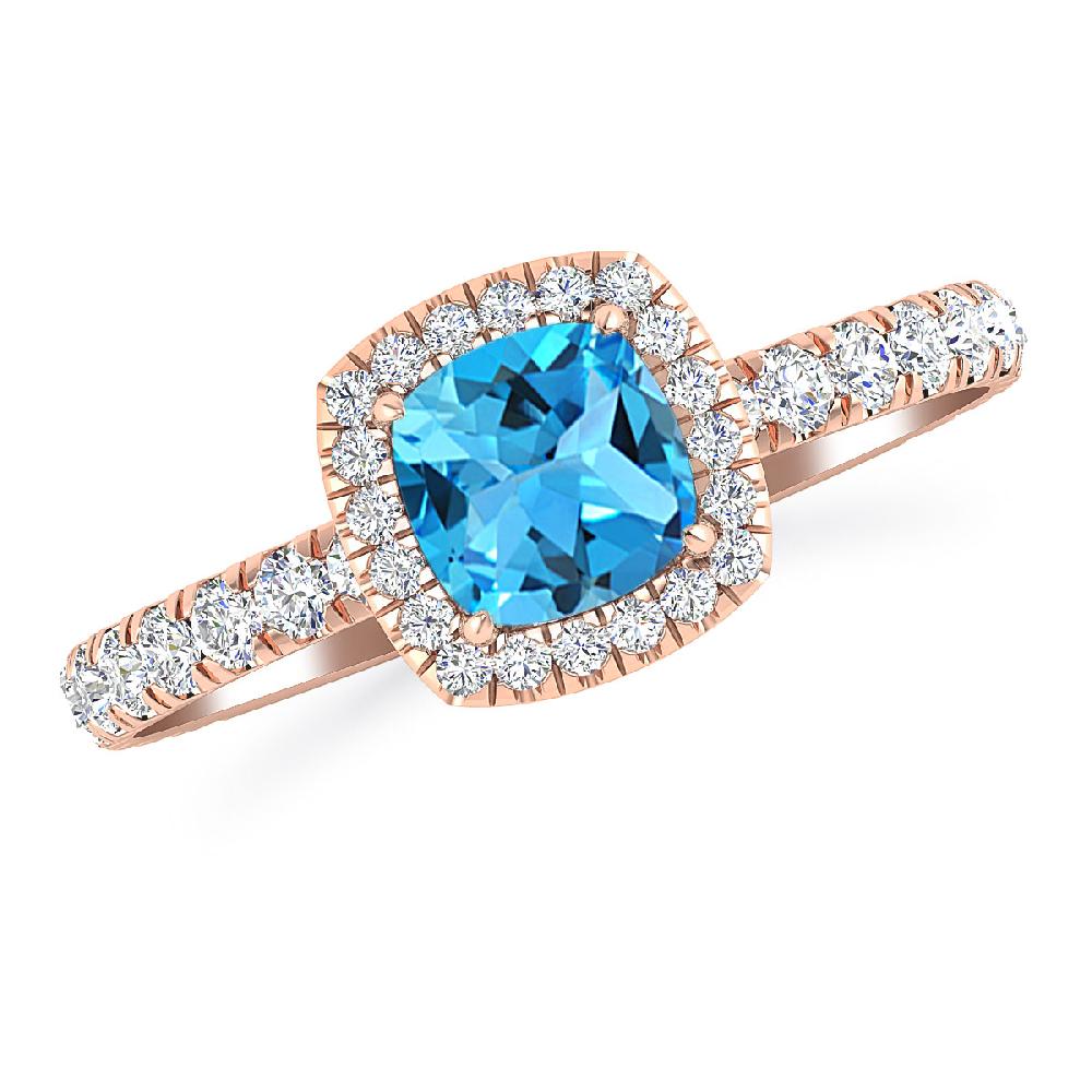 Rose Gold - Blue Topaz