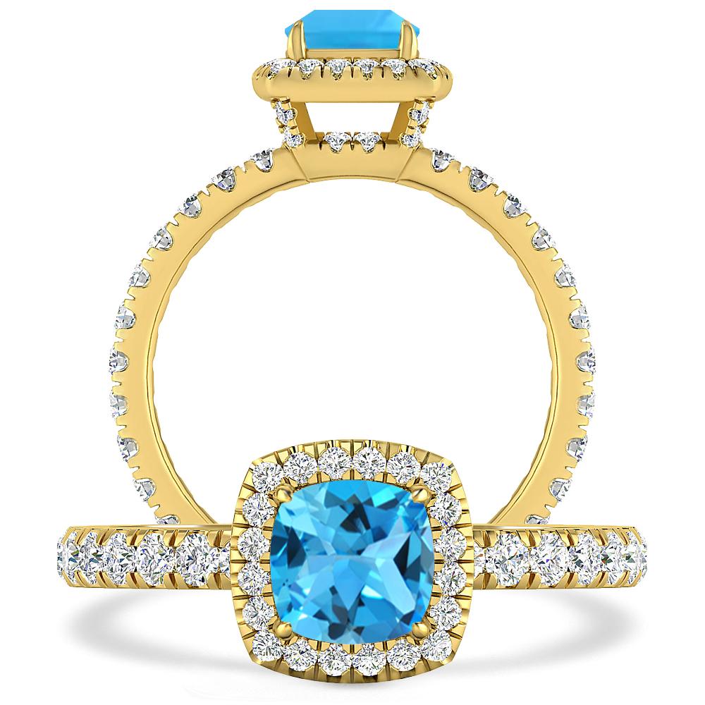 Yellow Gold - Blue Topaz