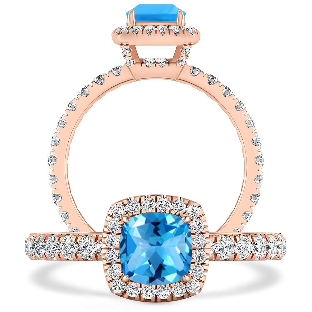 Rose Gold - Blue Topaz