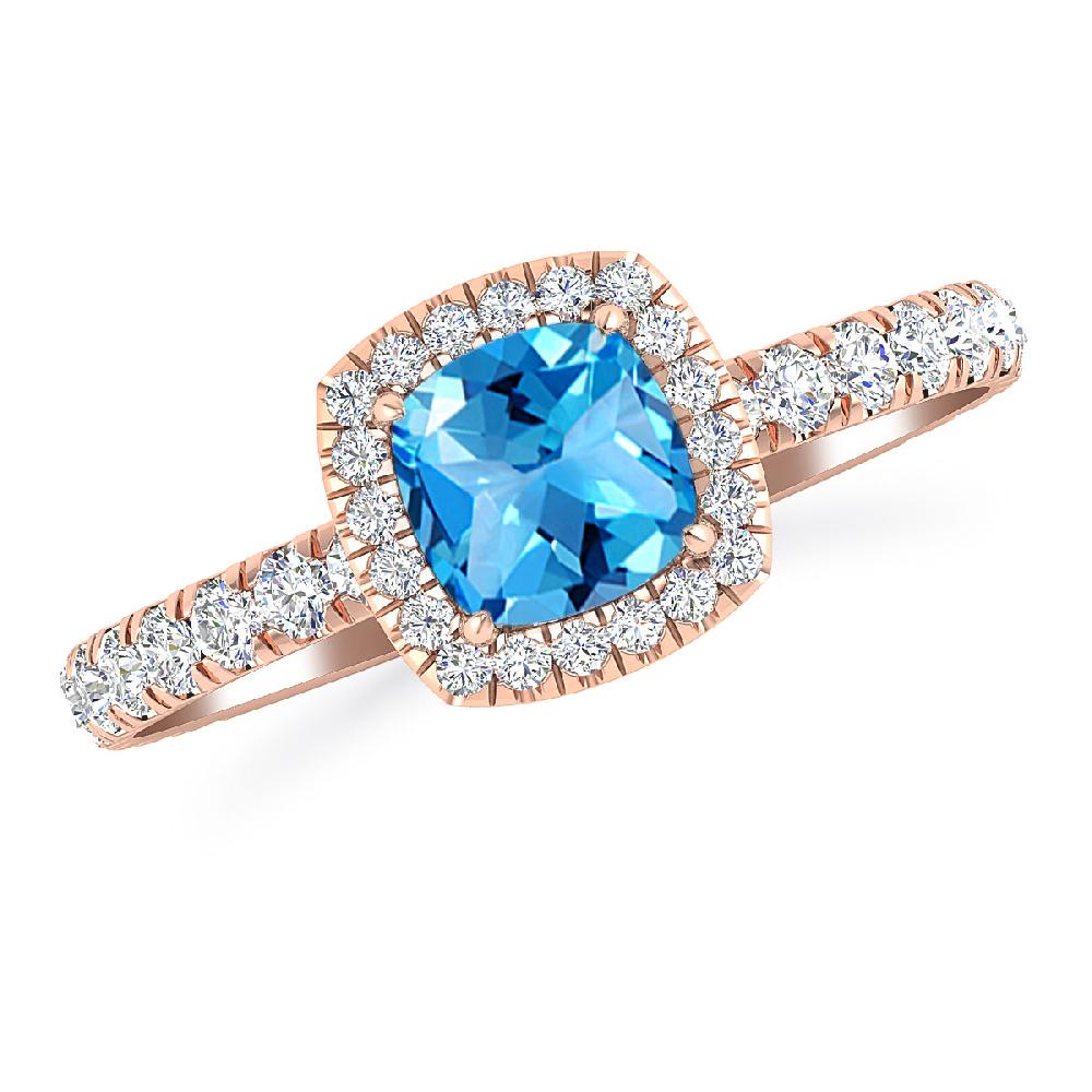 Rose Gold - Blue Topaz