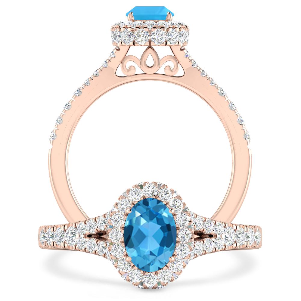 Rose Gold - Blue Topaz