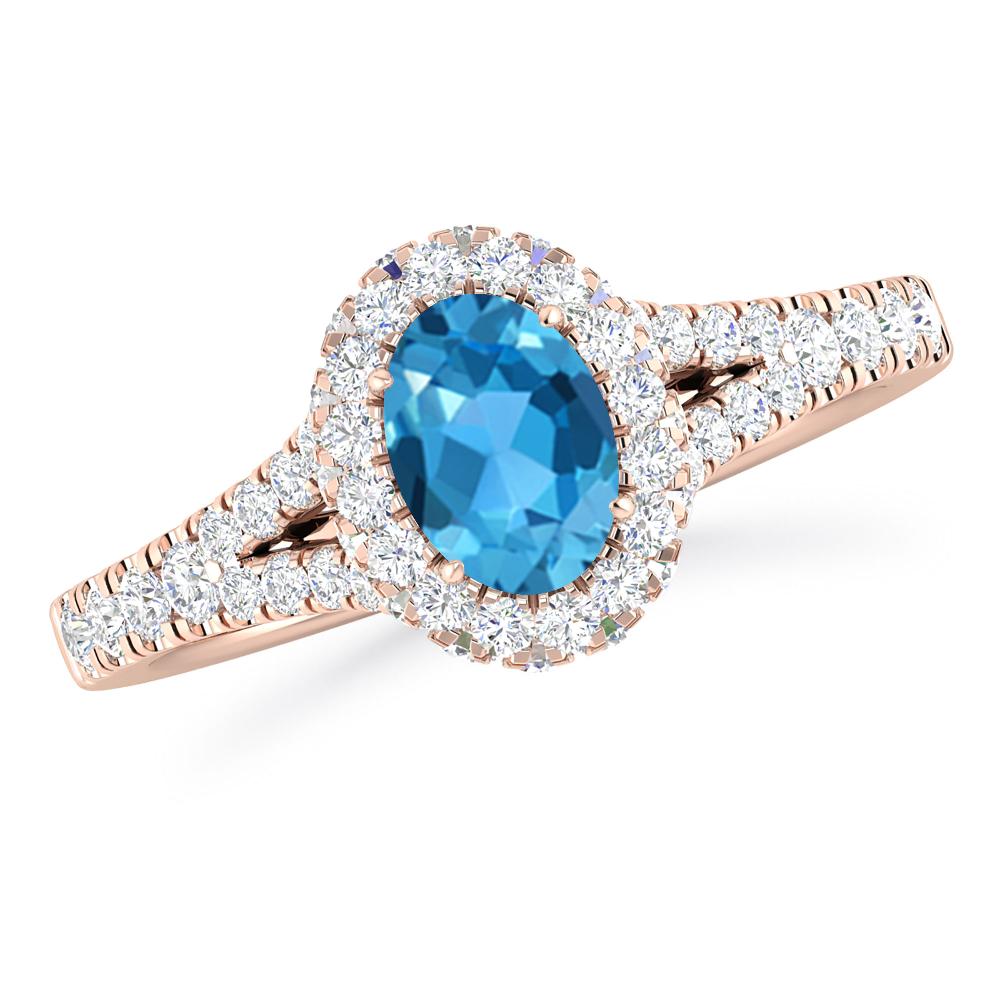 Rose Gold - Blue Topaz