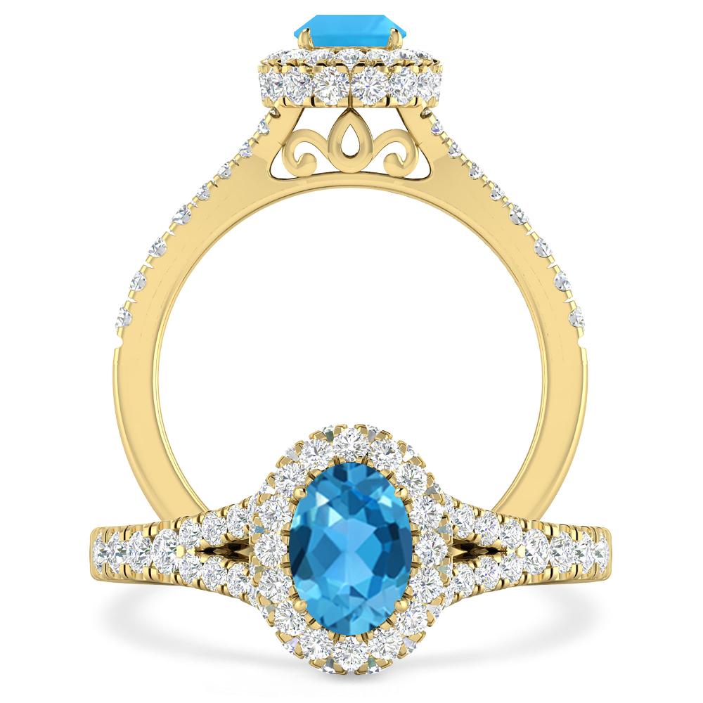 Yellow Gold - Blue Topaz