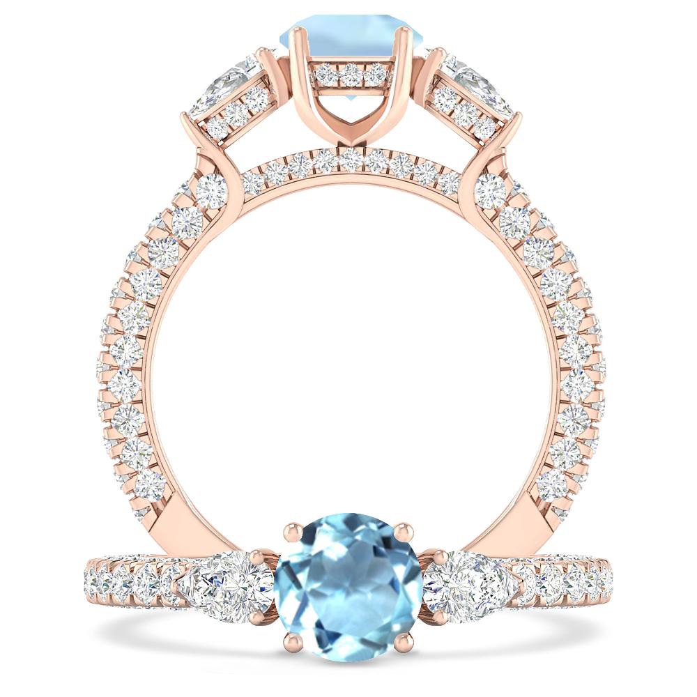 Rose Gold - Aquamarine