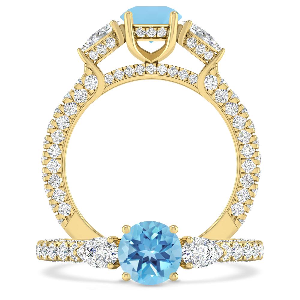 Yellow Gold - Blue Topaz
