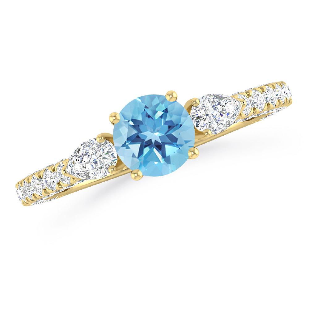 Yellow Gold - Blue Topaz