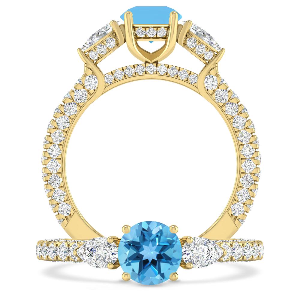Yellow Gold - Blue Topaz