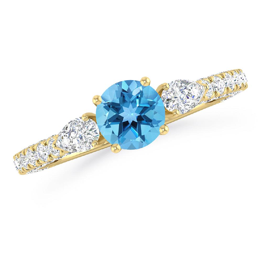 Yellow Gold - Blue Topaz