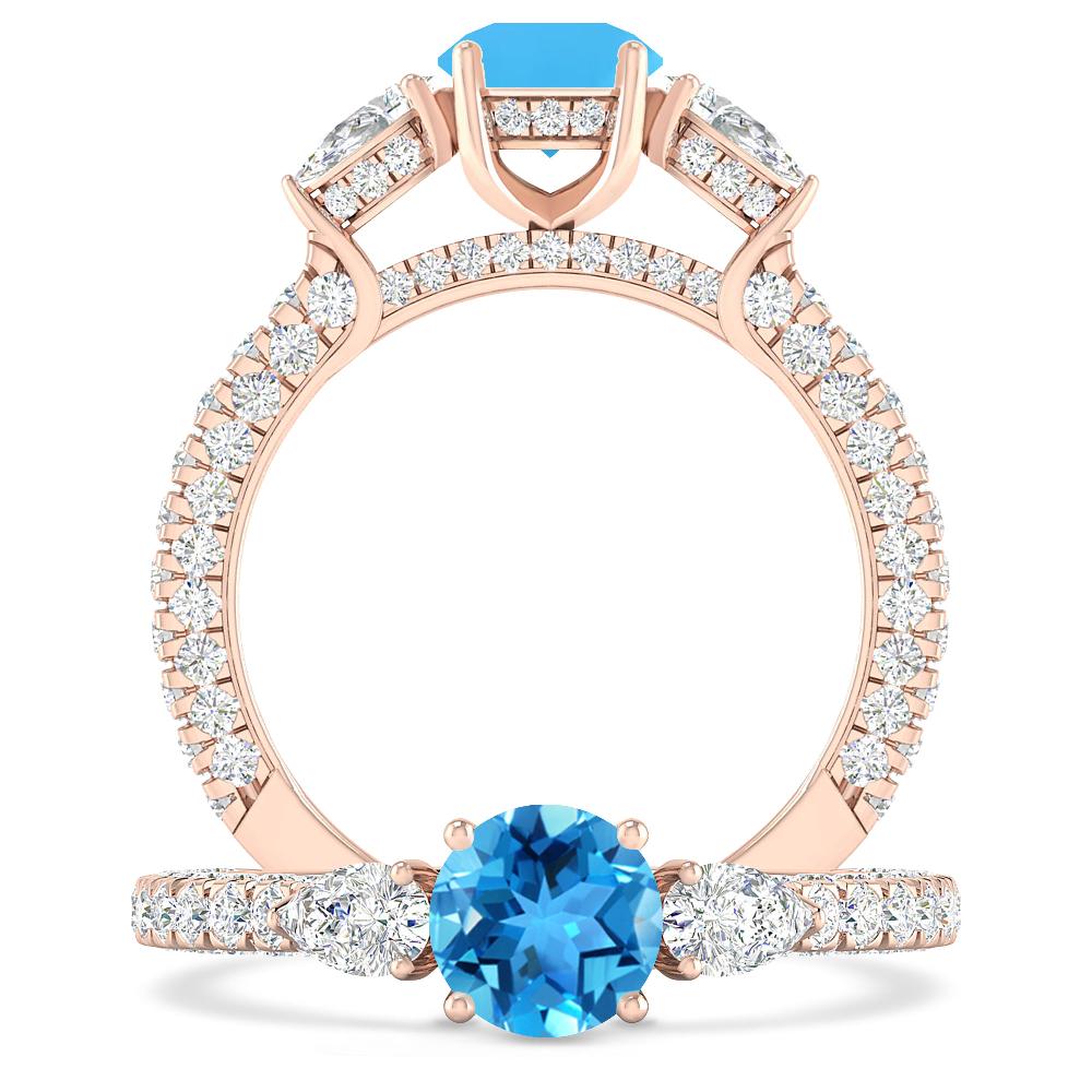 Rose Gold - Blue Topaz