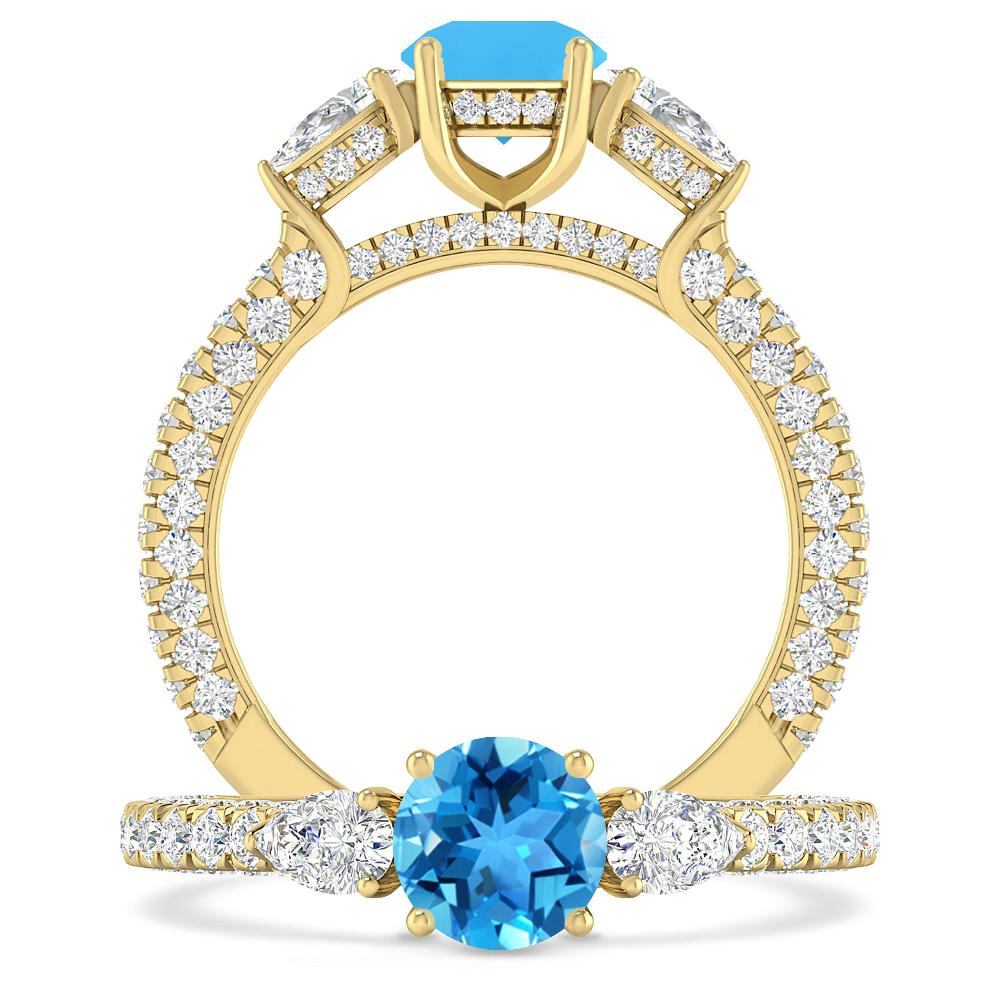 Yellow Gold - Blue Topaz