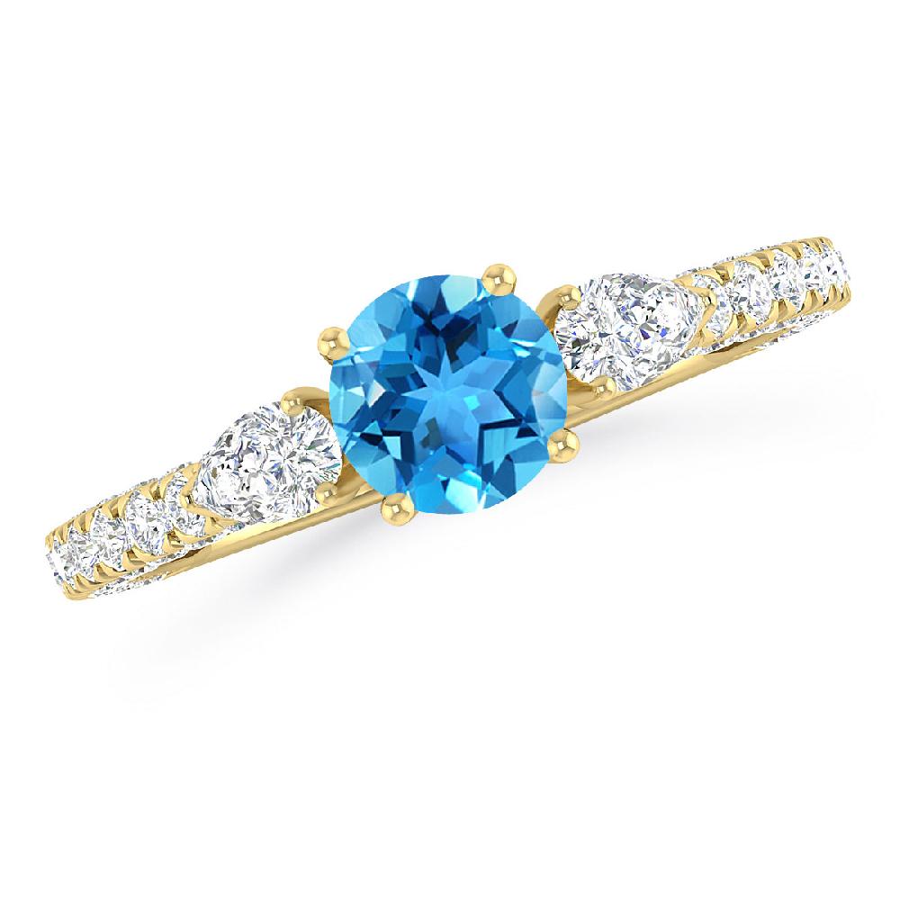 Yellow Gold - Blue Topaz