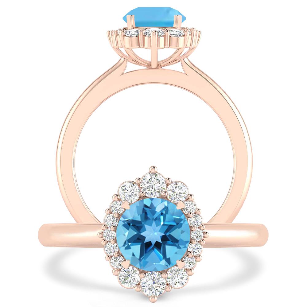 Rose Gold - Blue Topaz