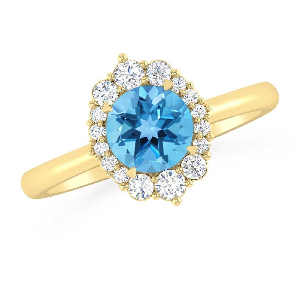 Yellow Gold - Blue Topaz